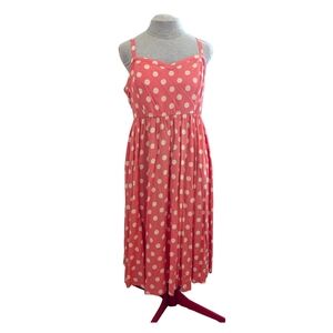 Torrid coral and white polka dot challis sweetheart midi swing dress